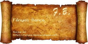 Fényes Bence névjegykártya